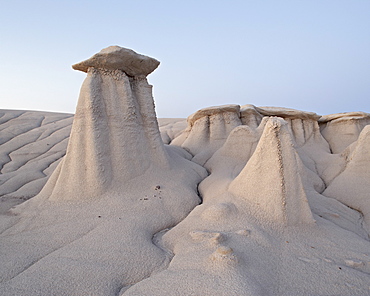 Hoodoos and erosion drainage, Bisti Wilderness, New Mexico, United States of America, North America