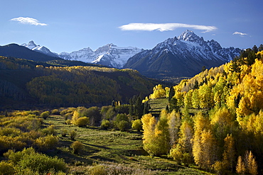 Sneffels Range with fall colors, near Dallas Divide, Colorado, United States of America, North America