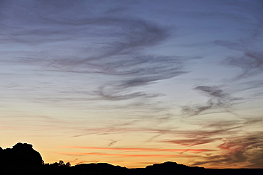 Wispy clouds at sunset, White Pocket, Vermilion Cliffs National Monument, Arizona, United States of America, North America