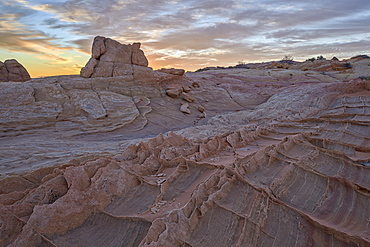 Sandstone fins at sunrise, Coyote Buttes Wilderness, Vermilion Cliffs National Monument, Arizona, United States of America, North America