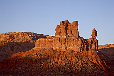 Red rock formation at sunset, Valley of the Gods, Utah, United States of America, North America