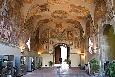 Main gate, Palazzo dei Vicari, Scarperia, Florence, Tuscany, Italy, Europe