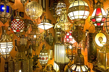 Lanterns for sale  in the Souk, Marrakech (Marrakesh), Morocco, North Africa, Africa