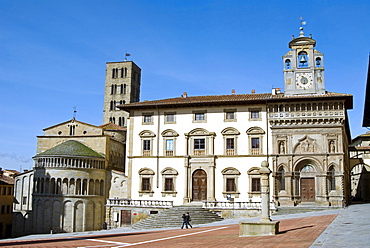 The building of Fraternita dei Laici and Church of Santa Maria della Pieve, Piazza Vasari (Piazza Grande), Arezzo, Tuscany, Italy, Europe