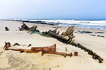 Shipwreck remains, Skeleton Coast, Namib Desert, Namibia, Africa