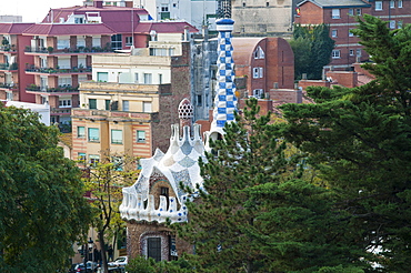 Park entrance, Guell Park (Parc Guell), UNESCO World Heritage Site, Barcelona, Catalunya (Catalonia) (Cataluna), Spain, Europe