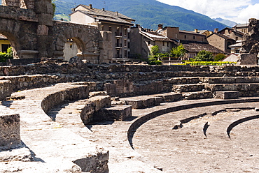 Roman Theater (Teatro Romano), Aosta, Aosta Valley, Italian Alps, Italy, Europe