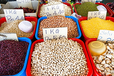 Dried legumes, Food Market, Kuching, Sarawak, Malaysian Borneo, Malaysia,  Southeast Asia, Asia,