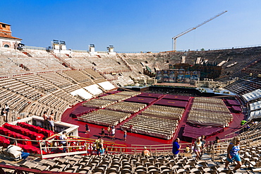 Interior of Roman Arena, Verona, UNESCO World Heritage Site, Veneto, Italy, Europe