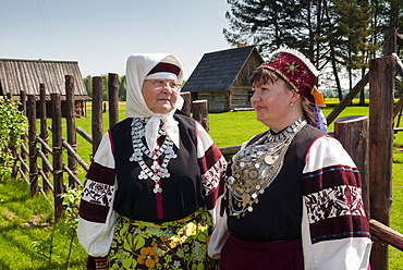 Seto women in traditional costume, Seto Farm Museum, Varska, Estonia, Baltic States, Europe