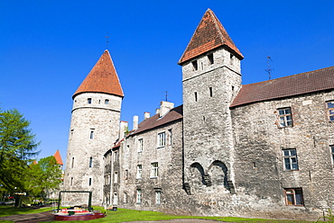 The old city walls of the Old Town of Tallinn, UNESCO World Heritage Site, Estonia, Baltic States, Europe