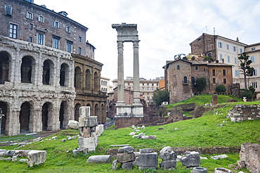 Theatre of Marcellus left, Ruins of Temple of Apollo Sosiano, UNESCO World Heritage Site, Rome, Lazio, Italy, Europe