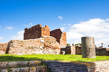 The Curia and Capitolium behind, Ostia Antica archaeological site, Ostia, Rome province, Lazio, Italy, Europe