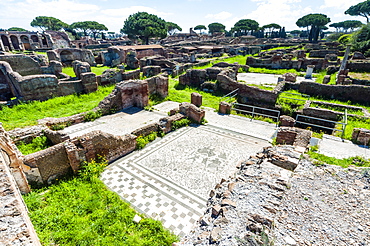 Mosaic, Block of Bacchus and Arianna, Ostia Antica archaeological site, Ostia, Rome province, Lazio, Italy, Europe