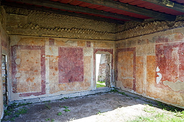 Wall paintings, Case a Giardino, Ostia Antica archaeological site, Ostia, Rome province, Lazio, Italy, Europe