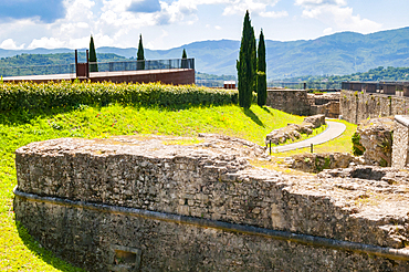 The sixteenth century bastion of city walls of Medici Fortress, Arezzo, Tuscany, Italy