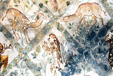 Fresco, Qasr Amra (Quseir Amra), Ummayad Hunting Pavilion, UNESCO World Heritage Site, Jordan, Middle East