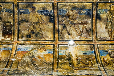 Fresco, Qasr Amra (Quseir Amra), Ummayad Hunting Pavilion, UNESCO World Heritage Site, Jordan, Middle East