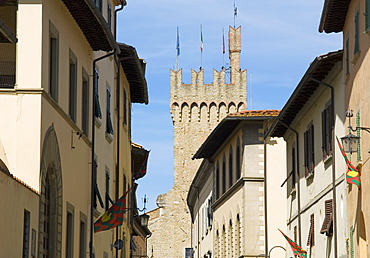 Via dell'Orto and Town Hall Tower, Arezzo, Tuscany, Italy, Europe