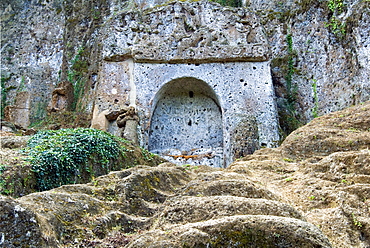 The Tomb of the Mermaid, The Sopraripa Necropolis, Etruscan Necropolis of Sovana, Sovana, Grosseto, Tuscany, Italy, Europe