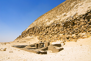 Remains of Greek-Roman Temples at The Bent Pyramid at Dahshur, UNESCO World Heritage Site, near Cairo, Egypt, North Africa, Africa