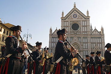 Carabinieri's band in Santa Croce Square, Florence (Firenze), Tuscany, Italy, Europe