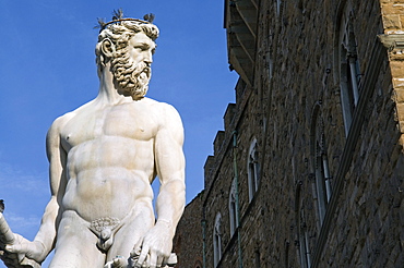 The Neptune (Biancone) statue, Piazza della Signoria, Florence (Firenze), UNESCO World Heritage Site, Tuscany, Italy, Europe