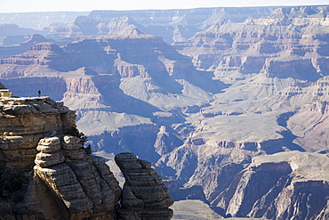 Woman looking over Grand Canyon, Grand Canyon National Park, UNESCO World Heritage Site, Arizona, United States of America, North America