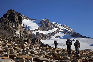 Climbers ascending Monte Rosa, Italian Alps, Piedmont, Italy, Europe