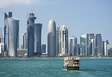 Futuristic skyscrapers in Doha, Qatar, Middle East