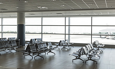 Empty airport hall, Prague, Czech Republic, Europe