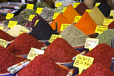 Spices for sale, Spice Bazaar, Istanbul, Turkey, Western Asia