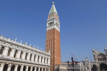 The Campanile in Piazza San Marco, Venice, UNESCO World Heritage Site, Veneto, Italy, Europe