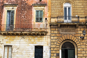 Crumbling houses in the baroque city of Lecce, Puglia, Italy, Europe