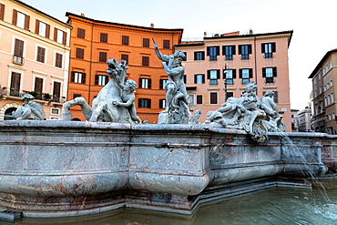 Fontana del Nettuno (Fountain of Neptune) in Piazza Navona, Rome, Lazio, Italy, Europe