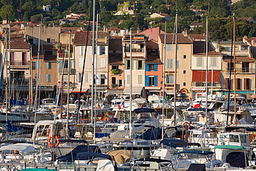 Boats moored in the harbour of the historic town of Cassis, Cote d'Azur, Provence, France, Europe