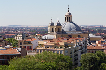 Basilica de San Francisco el Grande seen from the rooftop of Catedral de la Almudena in Madrid, Spain, Europe