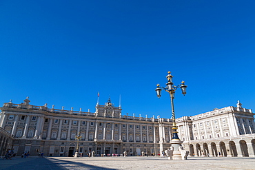 Plaza de la Armeria and the Palacio Real in Madrid, Spain, Europe