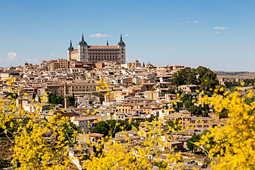 The Alcazar towering above the rooftops of Toledo, UNESCO World Heritage Site, Castilla la Mancha, Spain, Europe