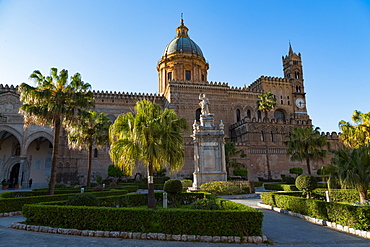 Gardens and the Cathedral in Palermo, Sicily, Italy, Europe