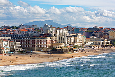 The beach and seafront in Biarritz, Pyrenees Atlantiques, Aquitaine, France, Europe