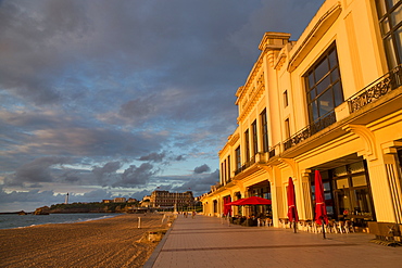 The beach, Casino and promenade in Biarritz, Pyrenees Atlantiques, Aquitaine, France, Europe