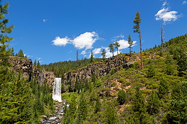 Tumalo Falls, a 97-foot waterfall on Tumalo Creek, in the Cascade Range west of Bend, Oregon, United States of America, North America