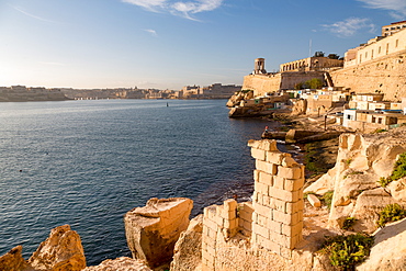 Fisherman huts at the Grand Harbour in Valletta, Malta, Mediterranean, Europe