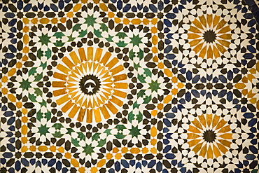 Detail of Zellij tilework, Musee de Marrakech, Marrakech, Morocco, North Africa, Africa