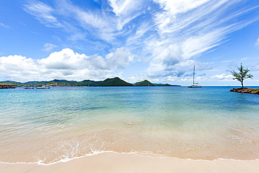 The beautiful clear water at Rodney Bay, St. Lucia, Windward Islands, West Indies Caribbean, Central America