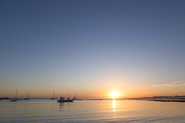 Sunrise over the still waters of Corralejo on the island of Fuerteventura, Canary Islands, Spain, Atlantic, Europe