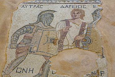 Mosaic in the House of the Gladiators in Kourion Archaeological Site in southern Cyprus, Mediterranean, Europe