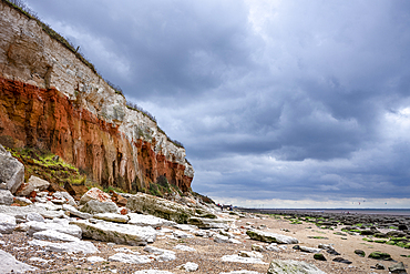 The coastline at Hunstanton in North Norfolk. The vibrantly coloured cliffs are of special scientific interest.