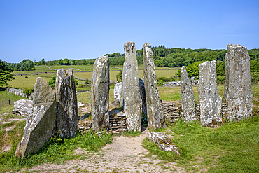 The neolithic Cairnholy 11 Chambered Cairn is an ancient tomb on a hillside overlooking Wigtown Bay in Dumfries and Galloway.